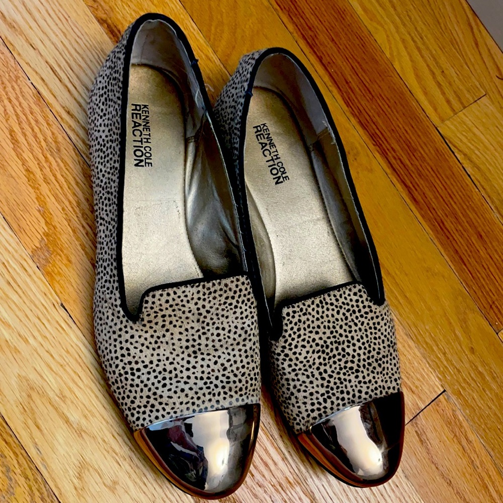 Animal print flats with silver toes, classic